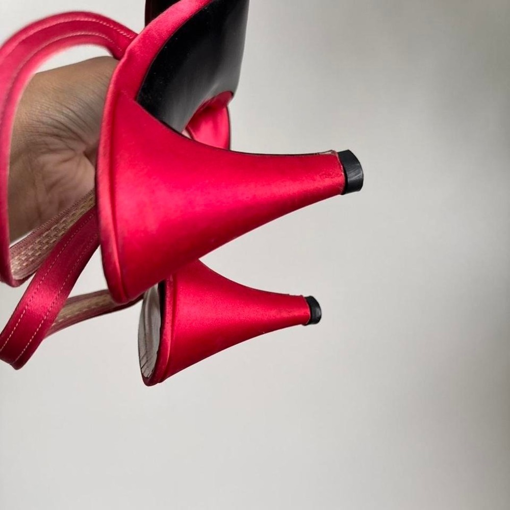 Vintage Red / pink satin slingback heel Charles Jourdan size 10 - Picture 6 of 8